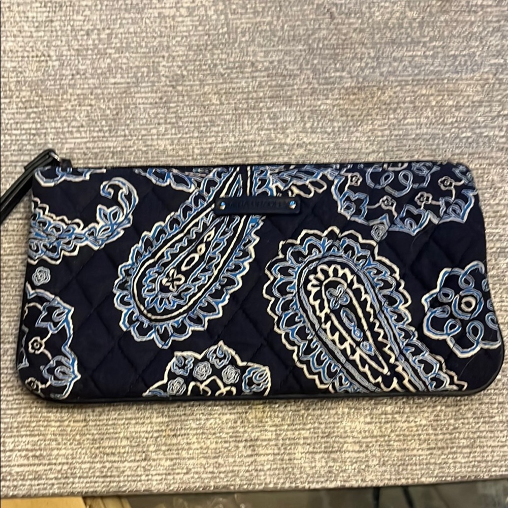 Vera Bradley Navy and White Paisley Quilted Pouch